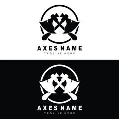 Ax Logo Design, War Tool Illustration and Woodcutter Vector