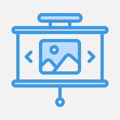 Gallery presentation icon in blue style, use for website mobile app presentation