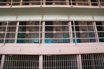 Shot of the jail cells inside the Alcatraz Prison in San Francisco, CA