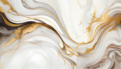 Background mixed liquid paint white and gold colors. Luxury marble texture. Marble wallpaper oil slick watercolor. liquid oil background. generative ai