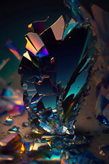 rainbow smashed glass mirror shard created with generative ai