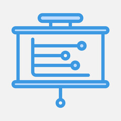 Outline chart presentation icon in blue style, use for website mobile app presentation