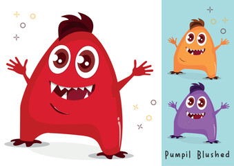 Cute monster character illustration design - PUMPIL Blushed