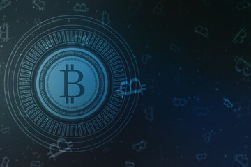 Global Abstract Bitcoin Crypto Currency Blockchain Technology World Map Background Illustration