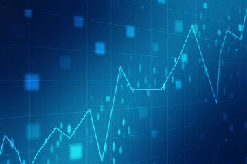 Business Growth graph on technology background, Futuristic raise arrow chart digital transformation abstract technology background. Big data and business growth currency stock and investment economy