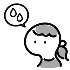 シンプルでかわいい人物アイコン　汗・涙　女性