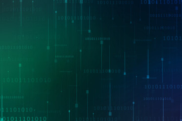 Binary Code Background, Digital Abstract technology background, flowing number one and zero text in binary code format in technology background. Internet Big data Concept