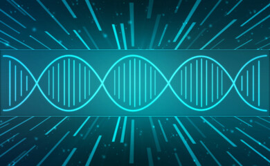 DNA structure, Genetics and medical science concept, Concept of biochemistry with Dna molecule on abstract medical background