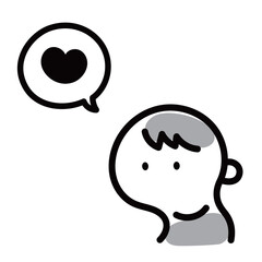 シンプルでかわいい人物アイコン　ハート　男の子