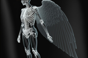 Angel or demon x-ray style. X-ray of Raw whole angel or demon. Creative Art abstract. Created with Generative AI technology