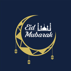 Islamic celebration with mosque for Ramadan Kareem and eid mubarak. Golden Half Moon pattern,background.vector illustration