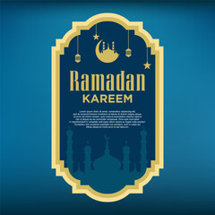 Islamic celebration with mosque for Ramadan Kareem and eid mubarak. Golden Half Moon pattern,background.vector illustration