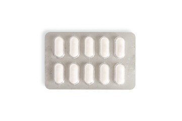 Pack of pills isolated. Top view