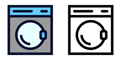 Washing Machine. Color and Line Icons