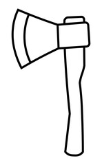 black minimalist ax tool cartoon with transparent background