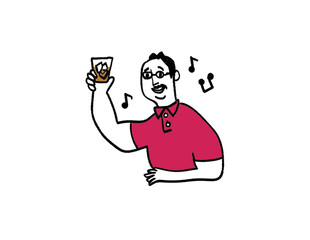 お父さんグラス片手に乾杯！