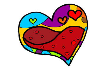 Red love potion in love glass with colorful abstract pattern