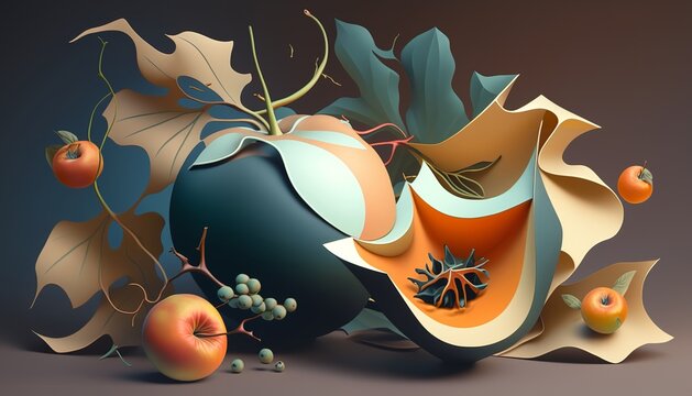 A contemporary still life painting inspired by nature