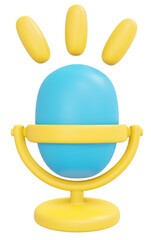 3D Rendering podcast microphone broadcast with sound icon cartoon style. 3D Render illustration.