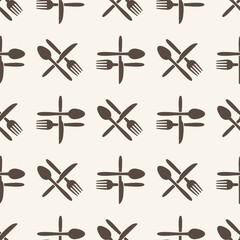 Obraz premium Seamless spoon and cutlery patterns for backgrounds, packaging, textures, fabric patterns, wallpapers, wall decorations for restaurants, cafes and other places to eat 