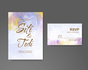 Wedding invitation with abstract watercolor background