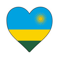 Rwanda Heart Shape Flag. Love Rwanda. Visit Rwanda. Northern Africa. Africa. African Union. Vector Illustration Graphic Design.