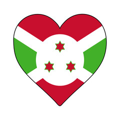 Burundi Heart Shape Flag. Love Burundi. Visit Burundi. Northern Africa. Africa. African Union. Vector Illustration Graphic Design.