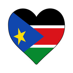 South Sudan Heart Shape Flag. Love South Sudan. Visit South Sudan. Northern Africa. Africa. African Union. Vector Illustration Graphic Design.