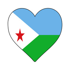 Djibouti Heart Shape Flag. Love Djibouti. Visit Djibouti. Northern Africa. Africa. African Union. Vector Illustration Graphic Design.