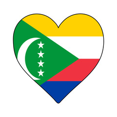 Comoros Heart Shape Flag. Love Comoros. Visit Comoros. Northern Africa. Africa. African Union. Vector Illustration Graphic Design.