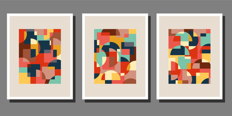 	
Abstract Bauhaus geometric pattern background vector circle