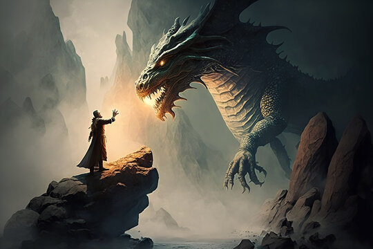 wizard and dragon art