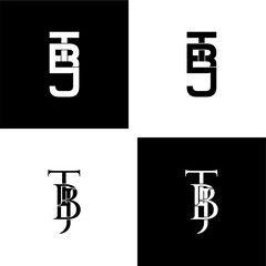 tbj lettering initial monogram logo design set