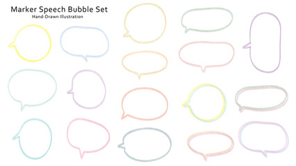 カラフルなチェックマークのマーカー線のイラストセット