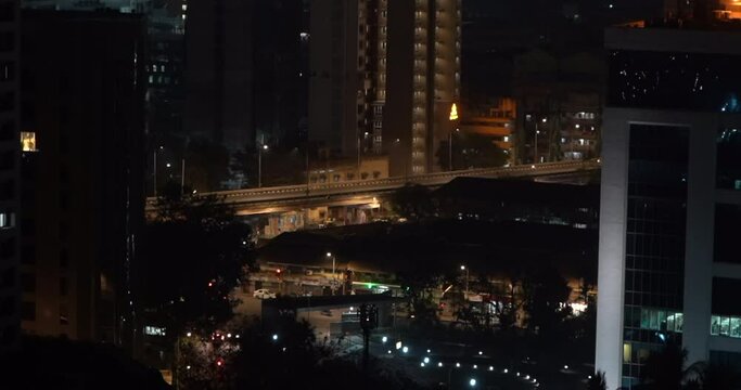 mumbai worli india  dadar street from top birds eye view at night enpty roads city mumbai.