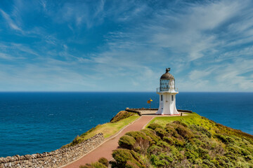 Fototapeta na wymiar The landmark lighthouse at the top of New Zealand at Cape Reinga