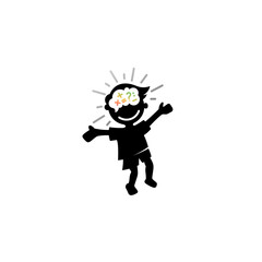 Children logo with brain design illustration, brain colorful