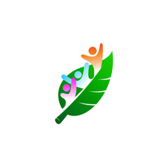 Family logo and leaf design nature, social logos
