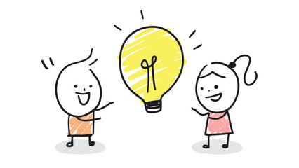 (Success, teammate) Collection of hand drawn business worker icons. Vector illustration. 