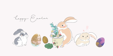 easter bunny with easter eggs