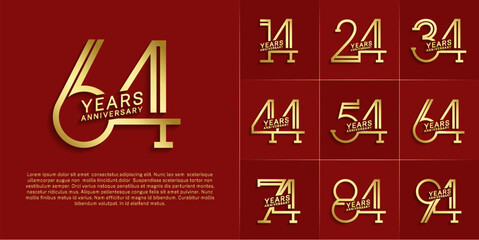 set of anniversary logotype gold color for special celebration event