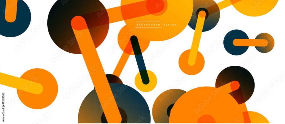 Poster Line points connections geometric abstract background. Circles connected by lines. Trendy techno business template for wallpaper, banner, background or landing