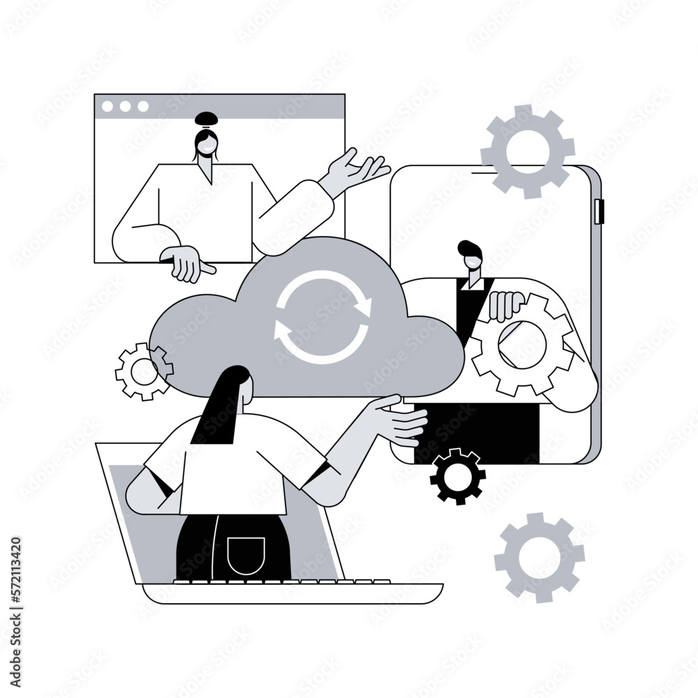 Poster unified communication abstract concept vector illustration. enterprise communications platform, cons