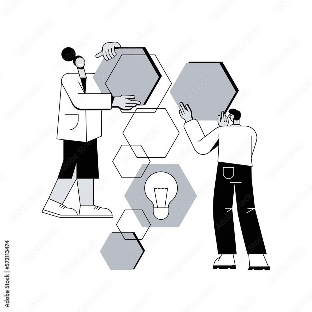 Poster design structure matrix abstract concept vector illustration. project visual representation, system 