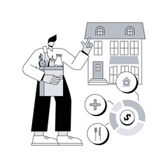 Household consumption abstract concept vector illustration. Household final consumption expenditure, calculation formula, economic indicator measurement, accounts and statistics abstract metaphor.