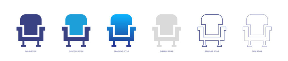 Seat theater icon set full style. Solid, disable, gradient, duotone, regular, thin. Vector illustration and transparent icon.