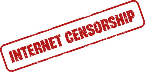 Internet censorship Stamp vintage old red color texture frame