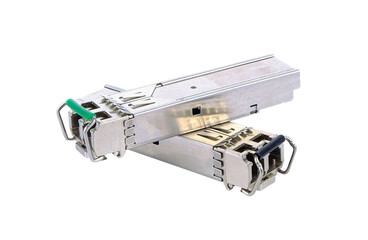 Optical gigabit sfp modules for network switch on transparent png - obrazy, fototapety, plakaty