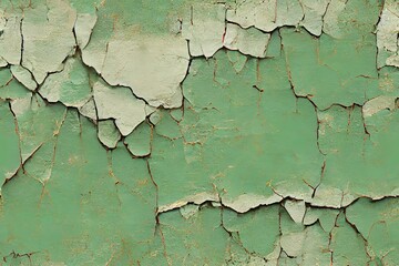 Cracked peeling green paint background texture, Seamless & endless tile