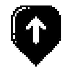 Direction up button joystick icon black-white vector pixel art icon